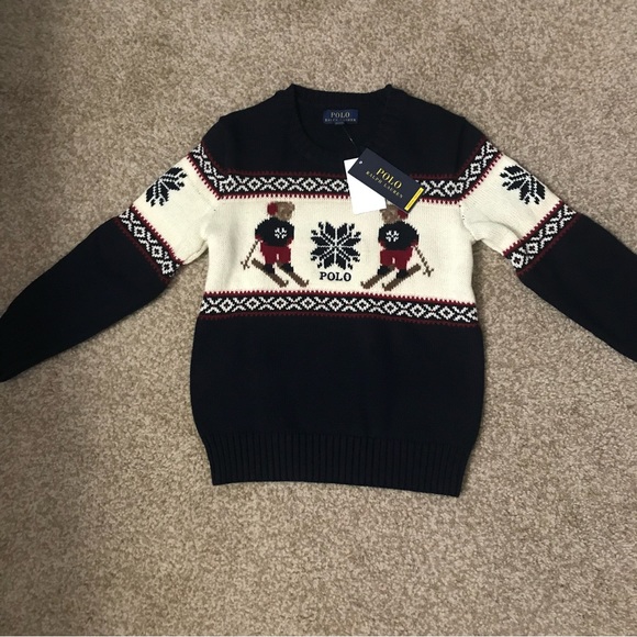 Polo Ralph Lauren Boys Ski Bear CrewNeck Sweater size 7 - Picture 1 of 2